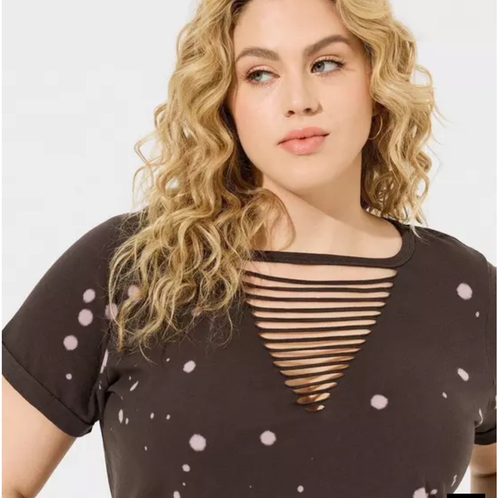 Torrid faded black dress cream dots - Picture 2 of 7
